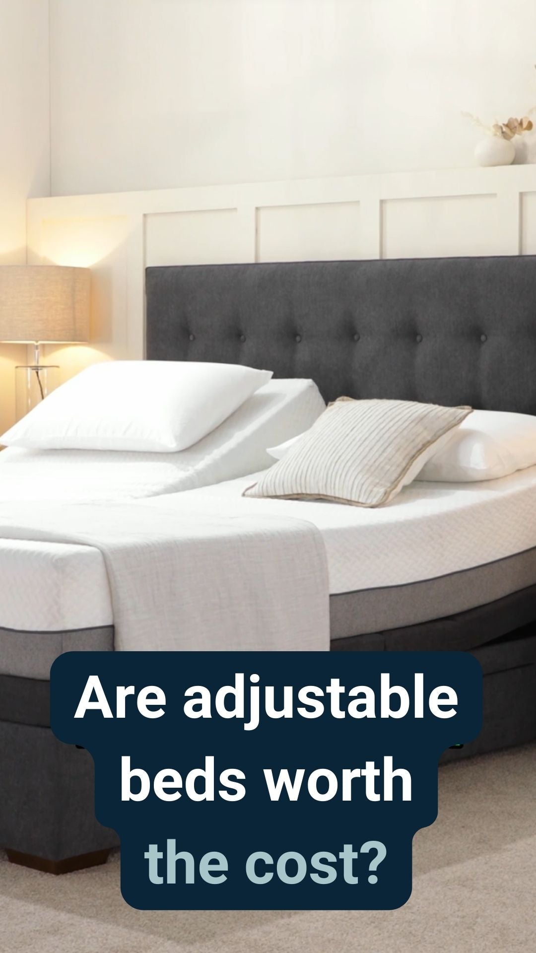 A dual adjustable bed with the caption 'Are adjustable beds worth the cost?'