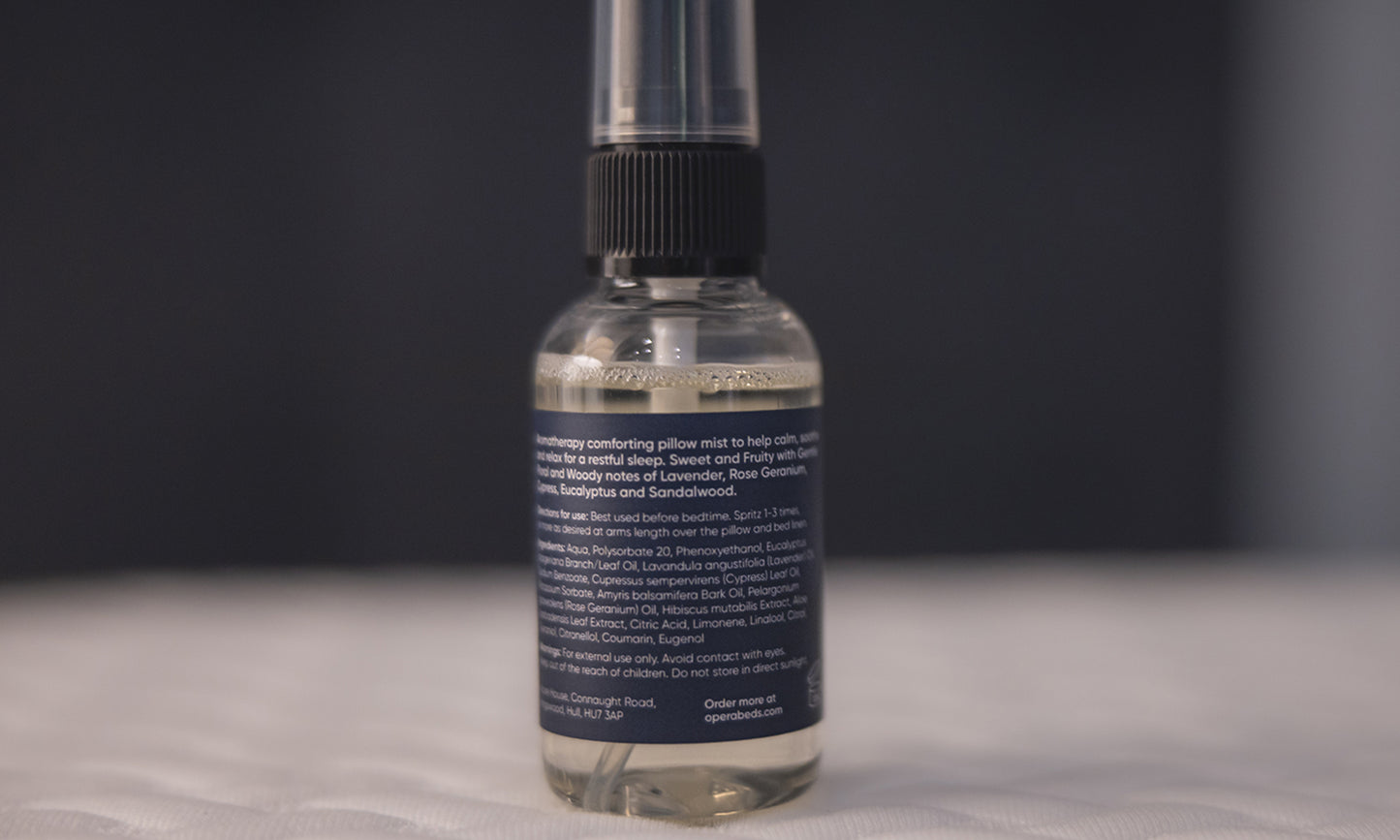 back label on the opera pillow mist