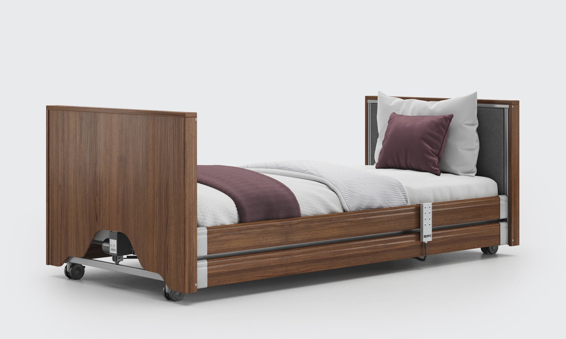 low classic walnut and anthracite enclosed with side rails