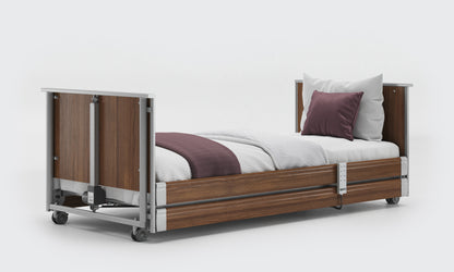 Unenclosed Classic Low Profiling Bed in Walnut With Side Rails