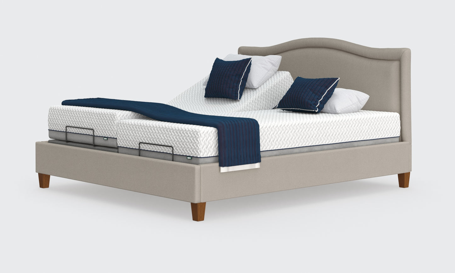 Flyte 6ft bed and mattress in the linen material with the pearl headboard