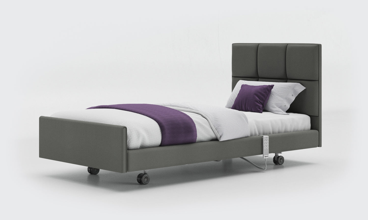 signature comfort bed 3ft with an opal headboard in lichtgrau leather