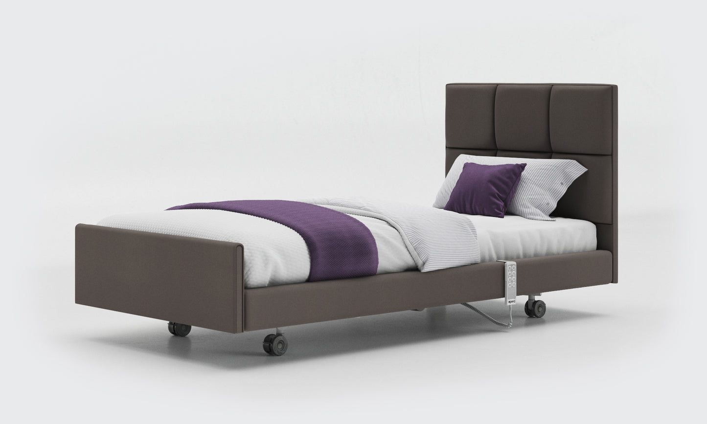 signature comfort bed 3ft with an opal headboard in meteor leather