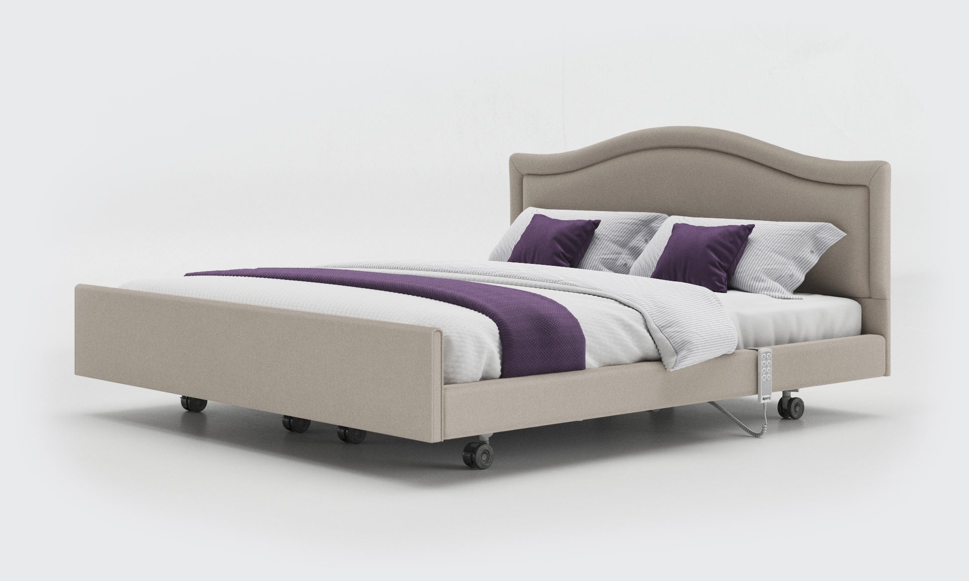 signature comfort dual bed 6ft without rails with a pearl headboard in linen fabric