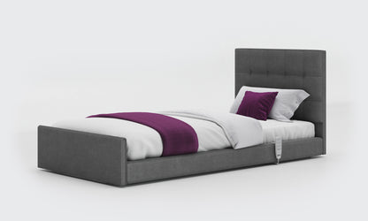 solo comfort bed 3ft with an emerald headboard in anthracite fabric