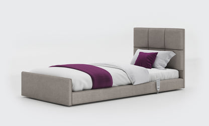solo comfort bed 3ft with an opal headboard in zinc fabric