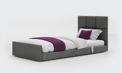 solo comfort bed 3ft with an opal headboard in lichtgrau leather