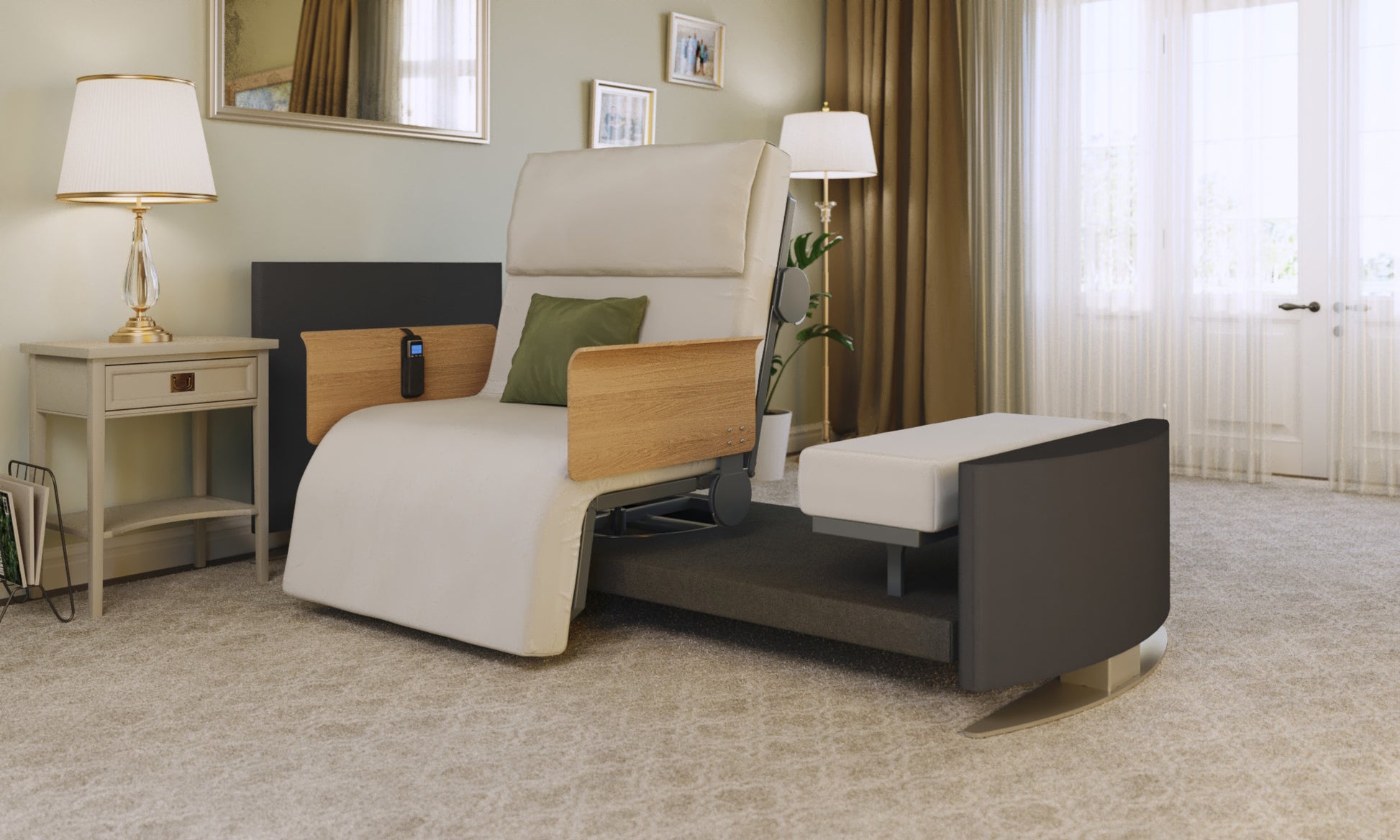RotoBed® Change Rotating Chair Bed in anthracite sat up