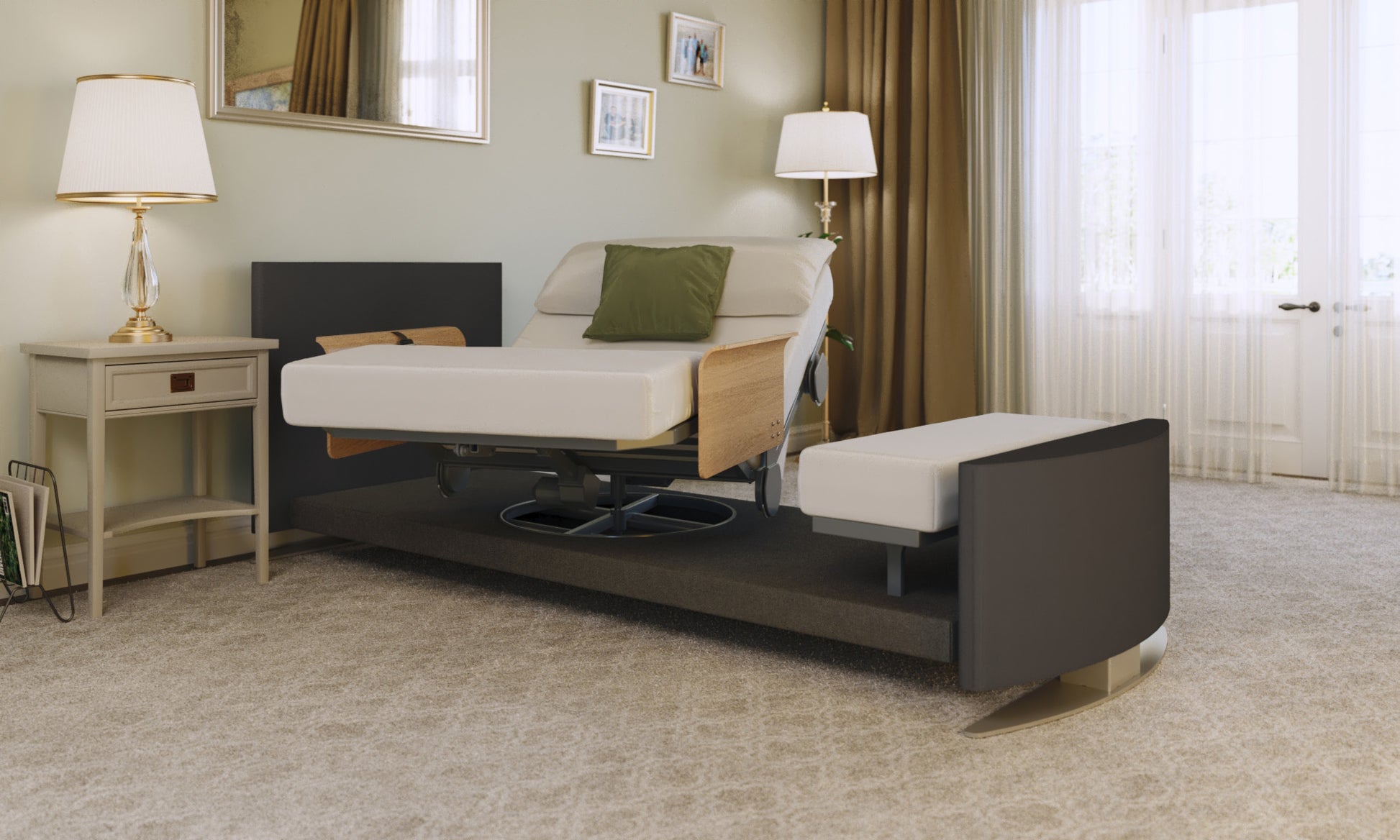RotoBed® Change Rotating Chair Bed in anthracite in mid rotation