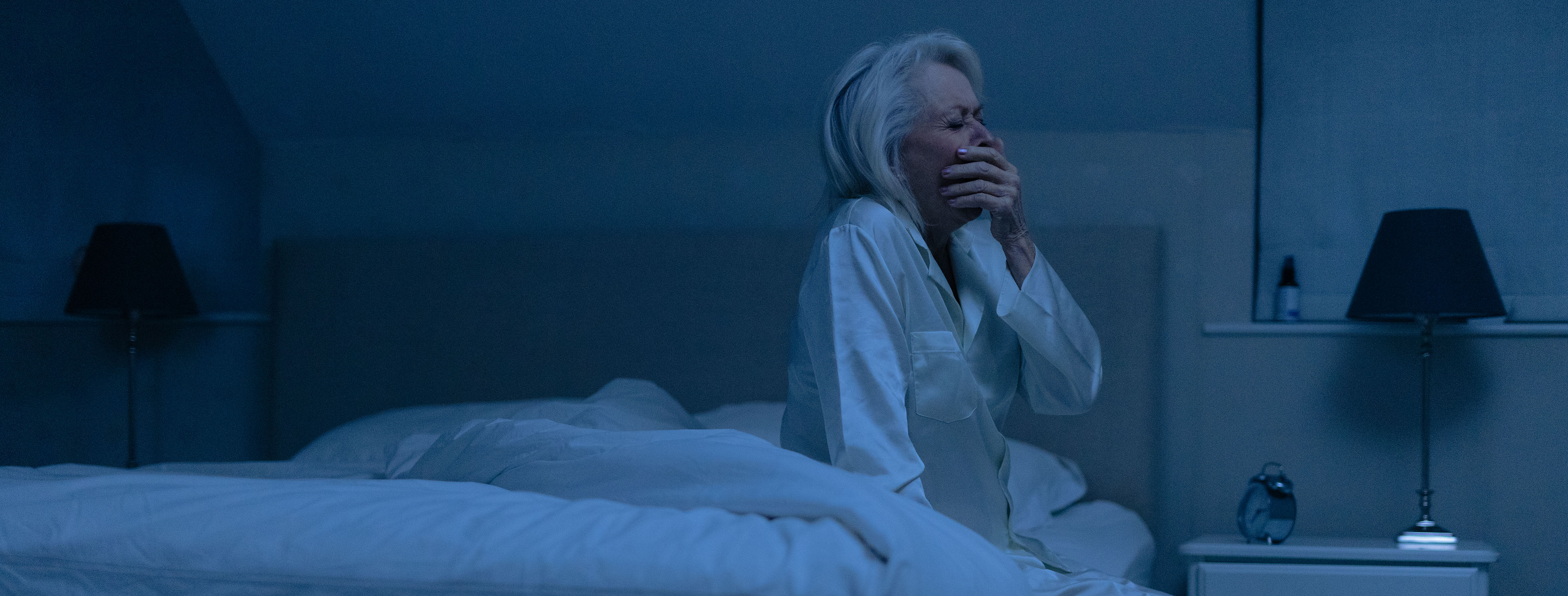 An older lady with COPD struggling to sleep at night
