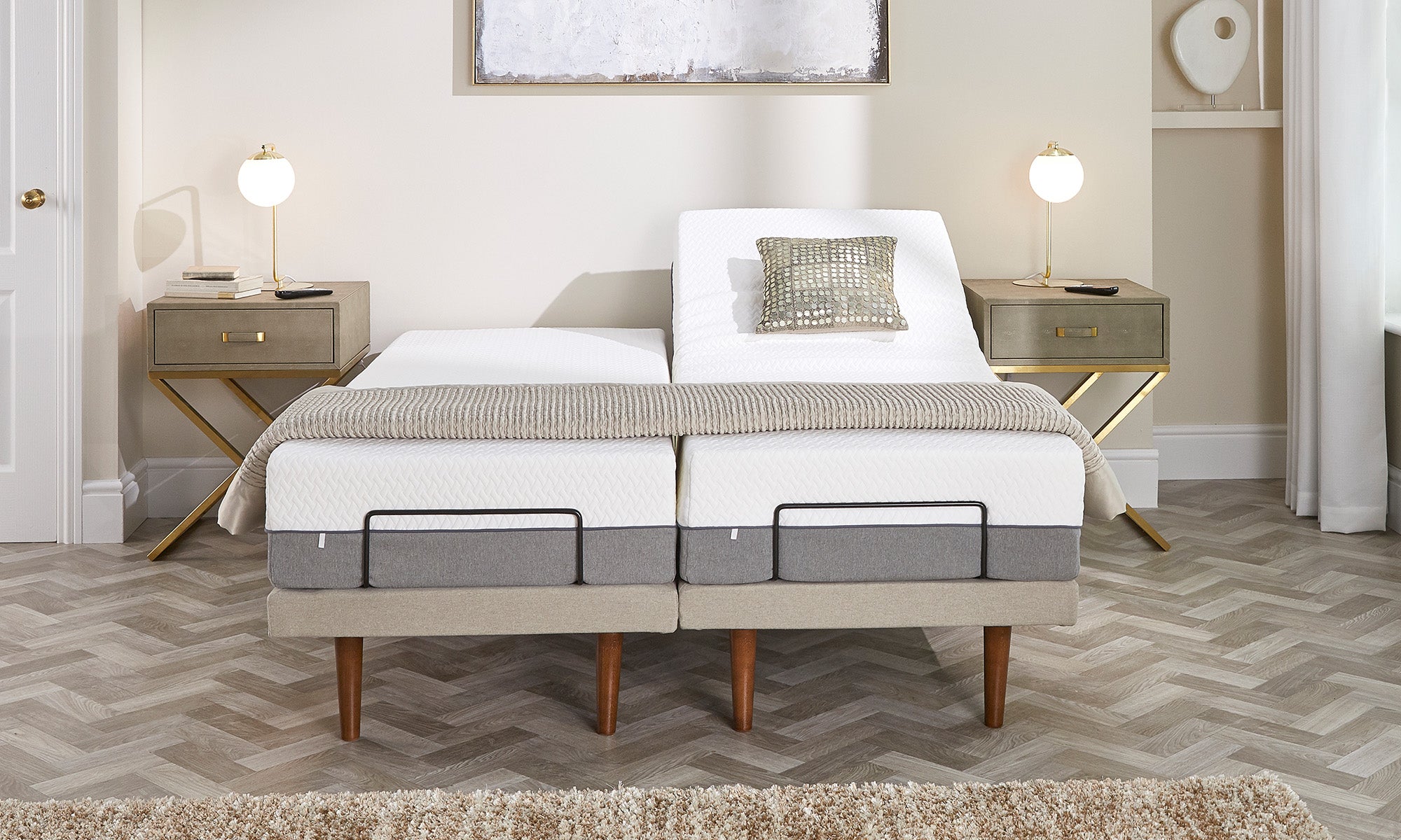 Adjustable split deals bed frame king