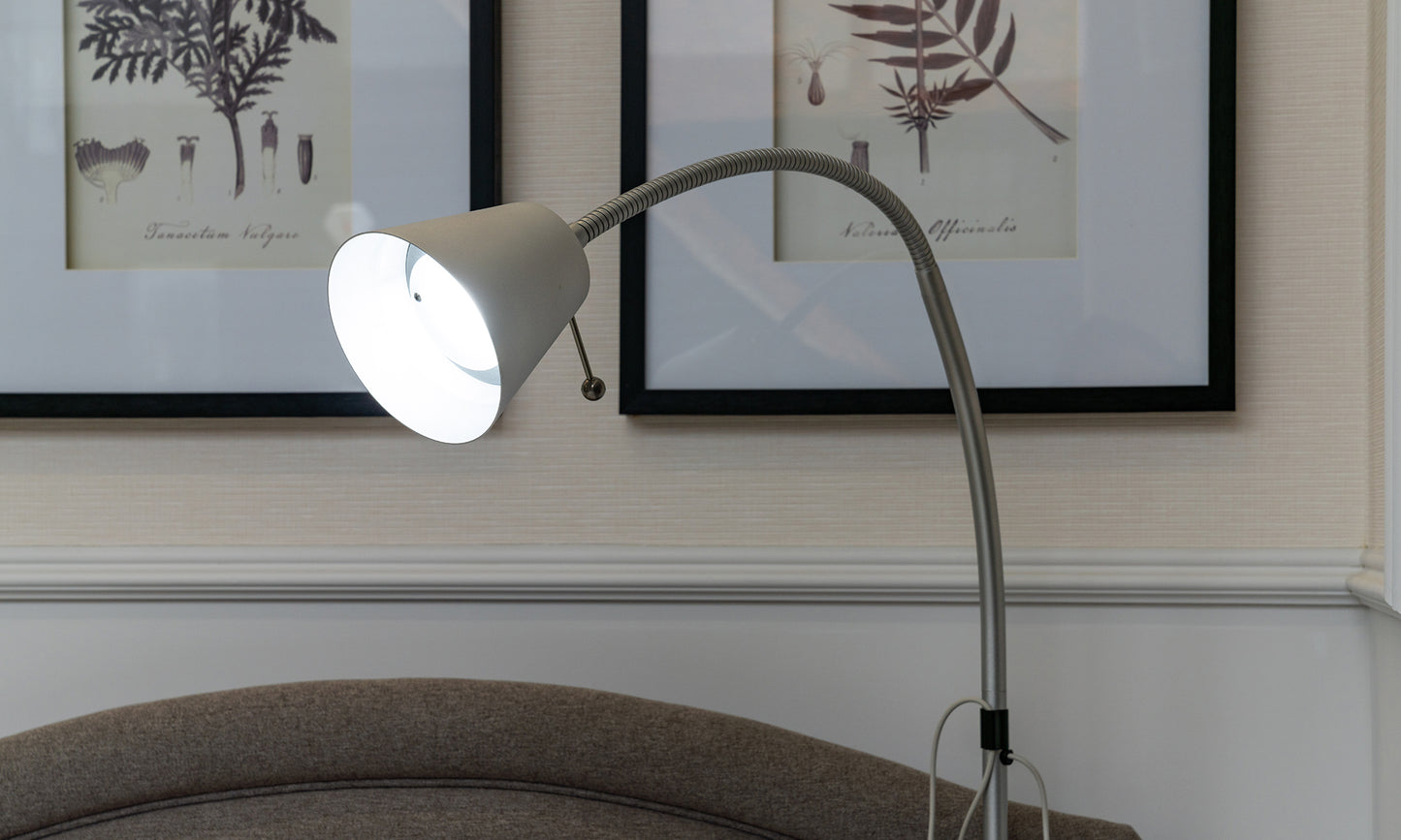 Overbed reading lamp switched on