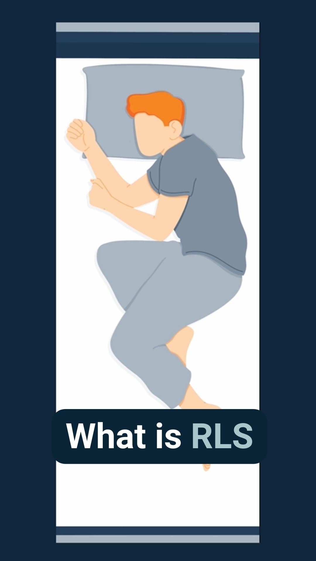 An illustration of a man laid in bed with the caption 'What is RLS'