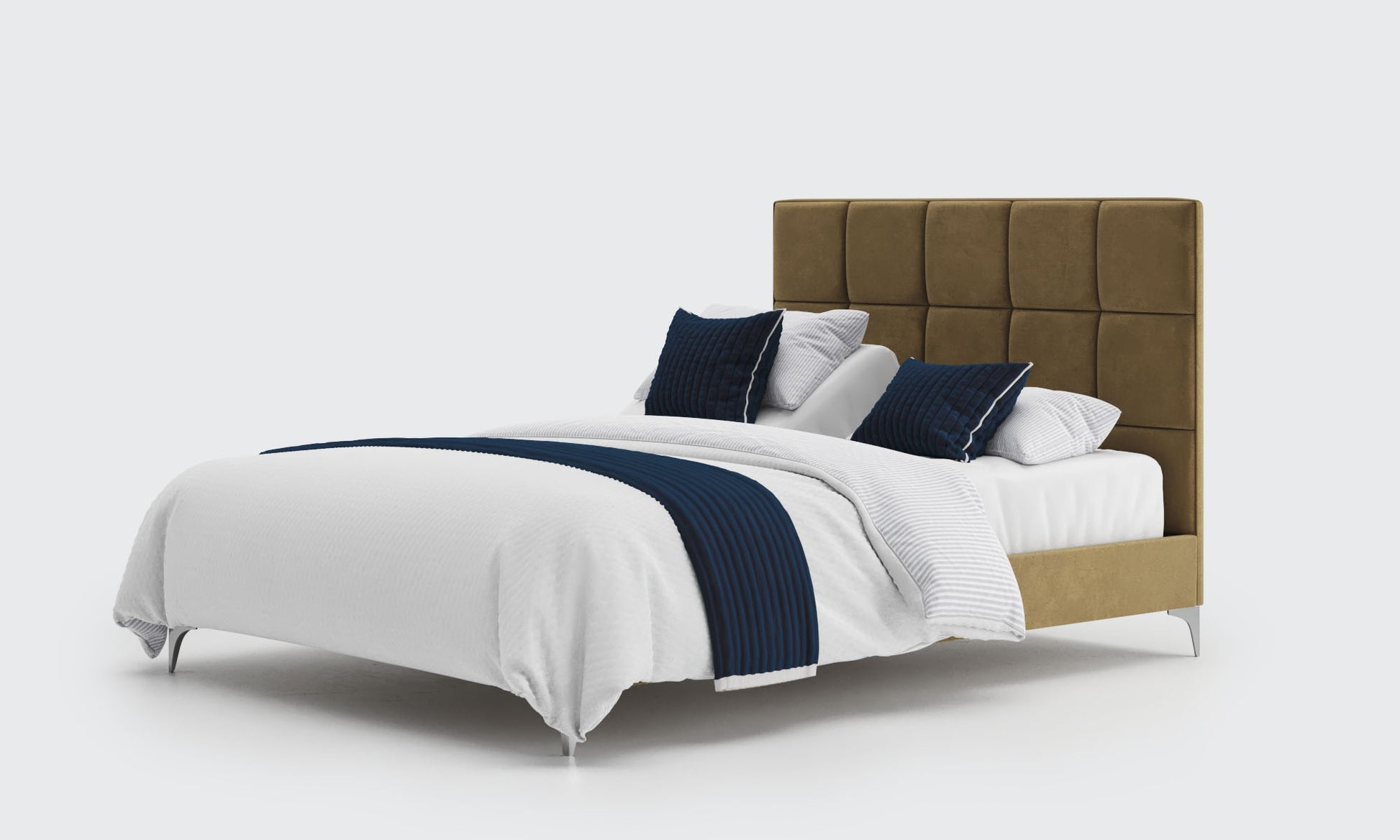 borg 5ft king dual bed and mattress in the biscuit velvet material