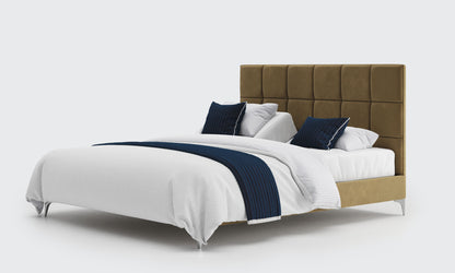 borg 6ft super king dual bed and mattress in the biscuit velvet material