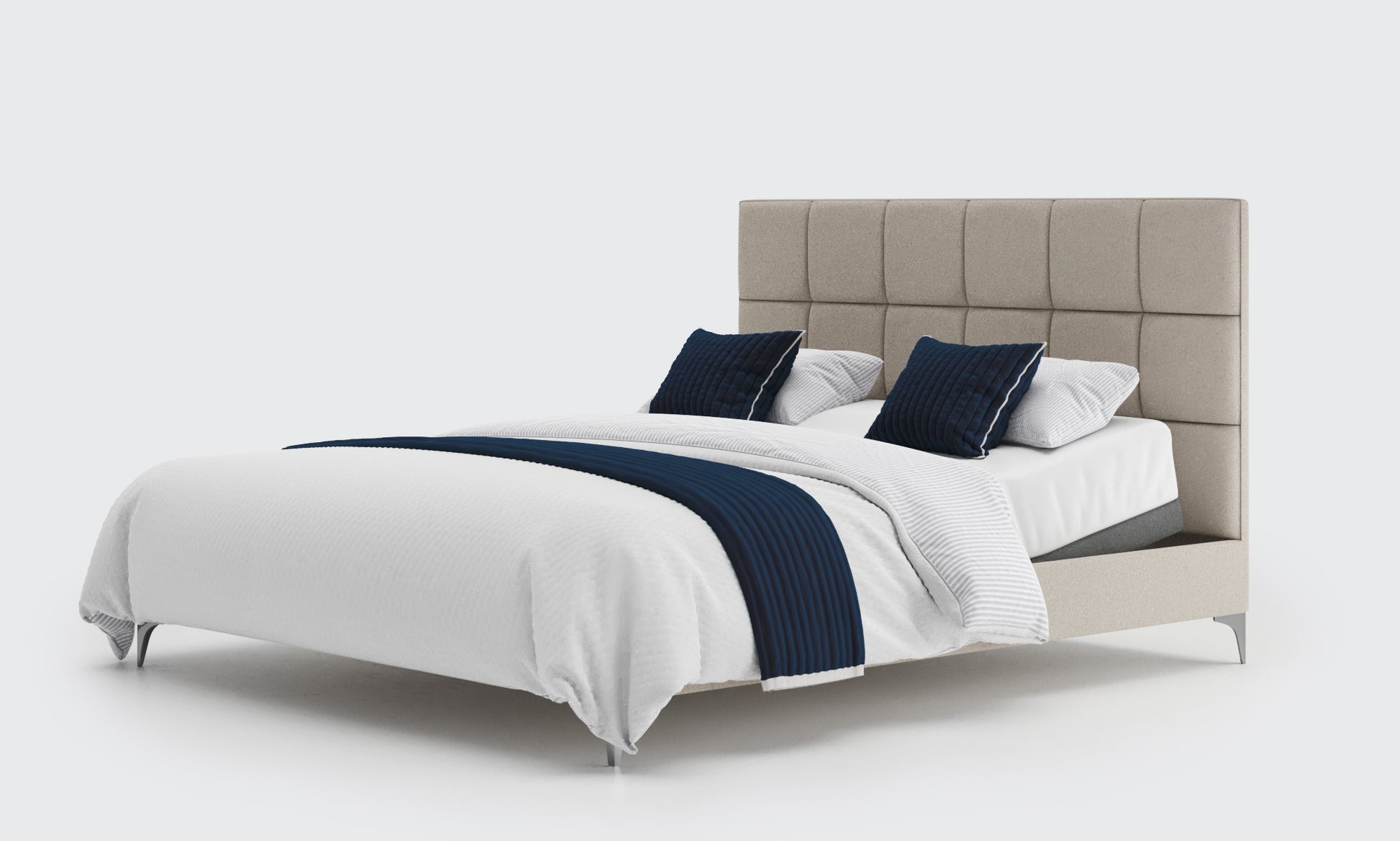 borg 6ft double bed and mattress in the linen material