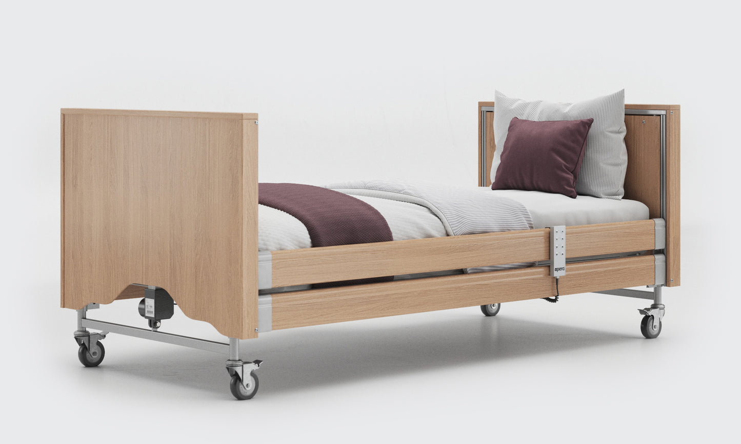 Elevated Enclosed Oak Classic Profiling Bed With Side Rails 