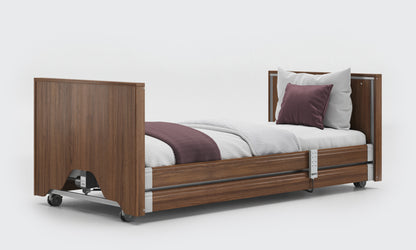 Classic low bed enclosed with rails in walnut