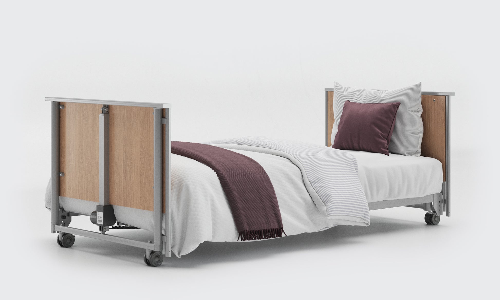 Unenclosed Oak Classic Low Profiling Bed With no Side Rails