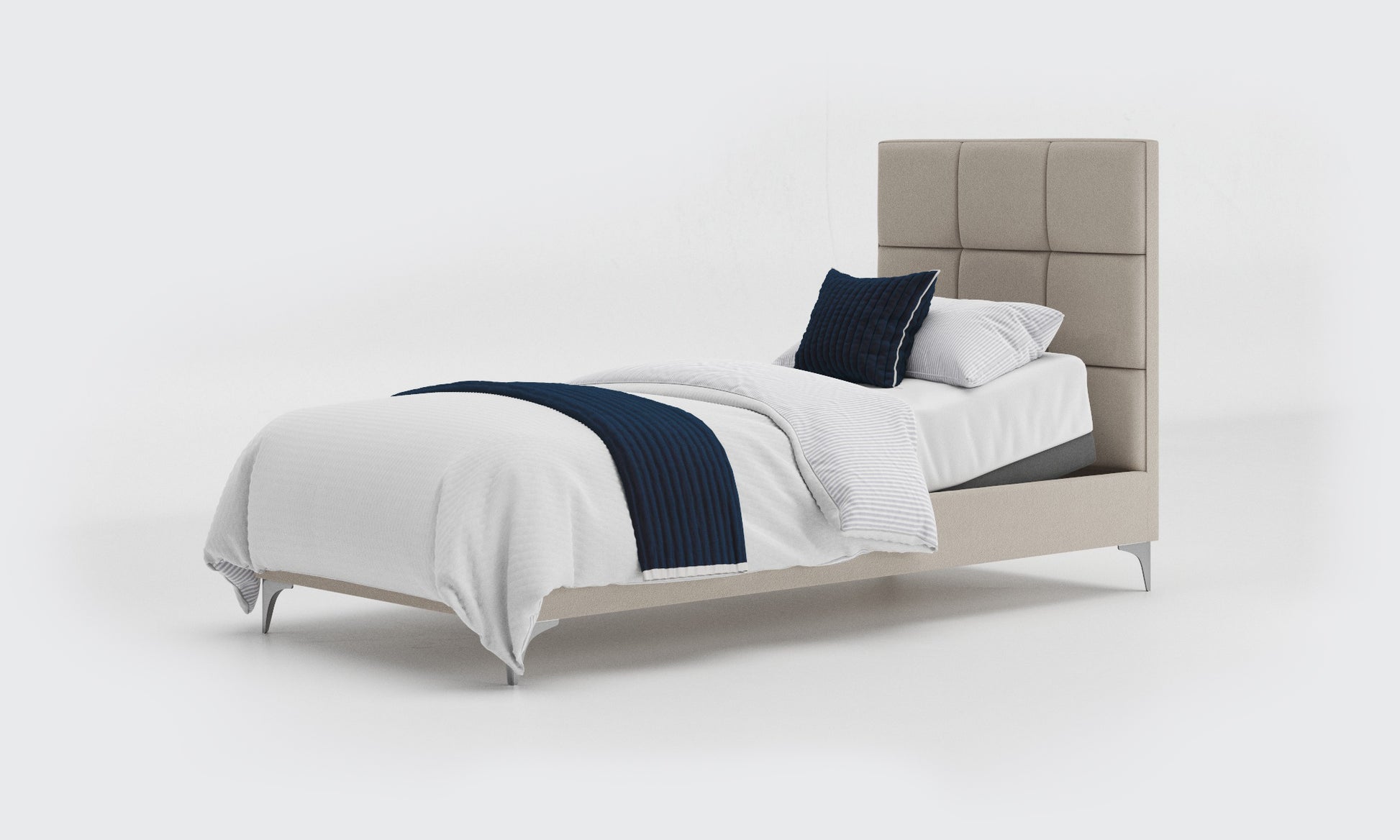 borg 3ft single bed and mattress in the linen material