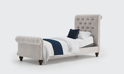 dalta 3ft single bed and mattress in the cream velvet material