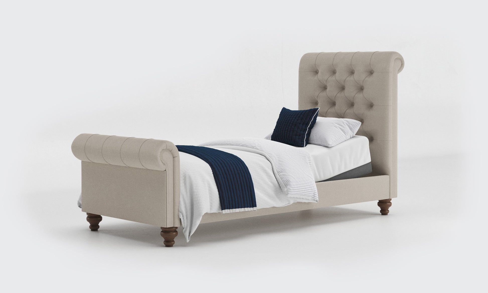 dalta 3ft single bed and mattress in the linen material