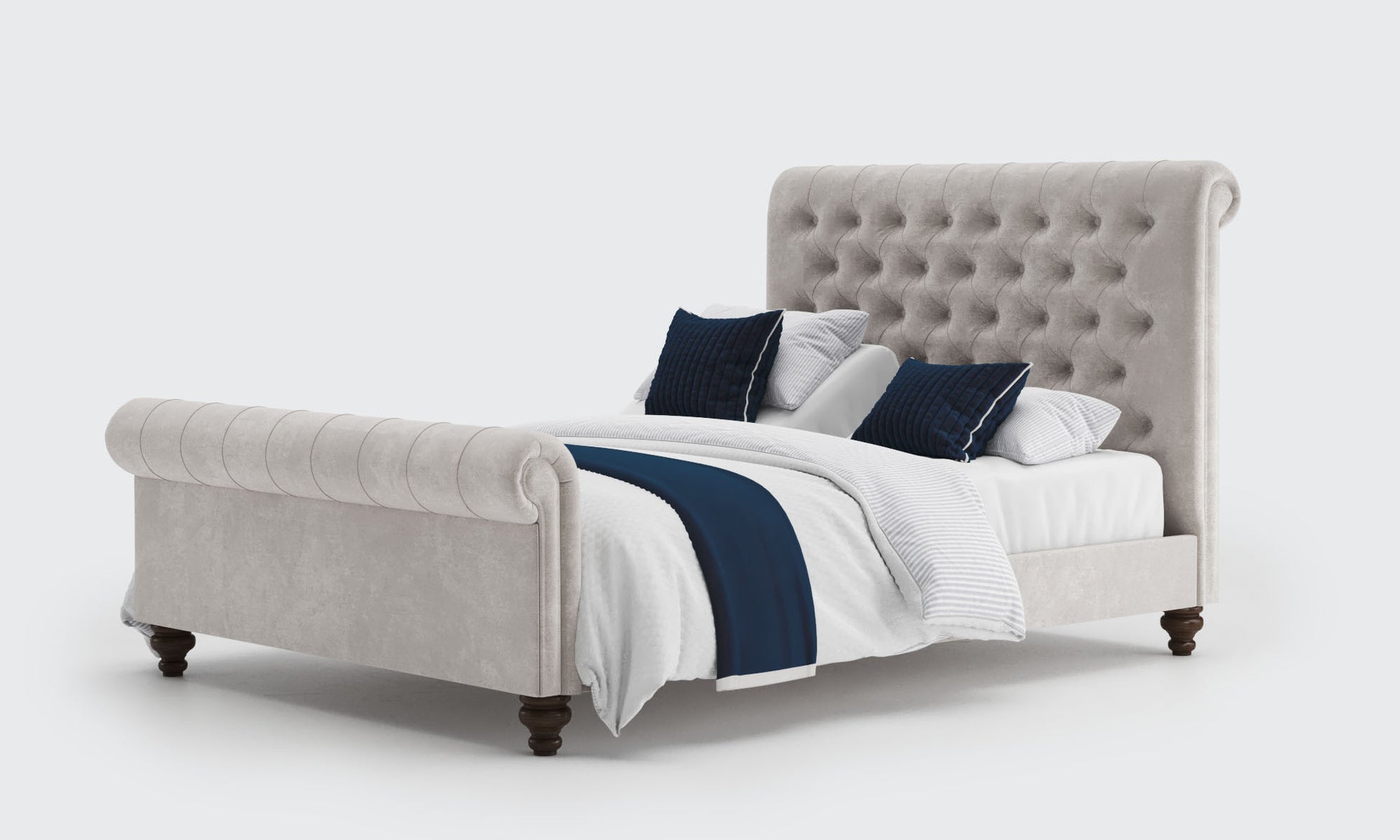 dalta 5ft king bed and mattresses in the cream velvet material