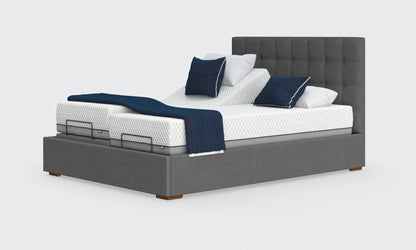 flyte 5ft bed and mattress in the anthracite material with the emerald headboard
