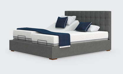 flyte bed and mattress in the 6ft in anthracite material with the emerald headboard