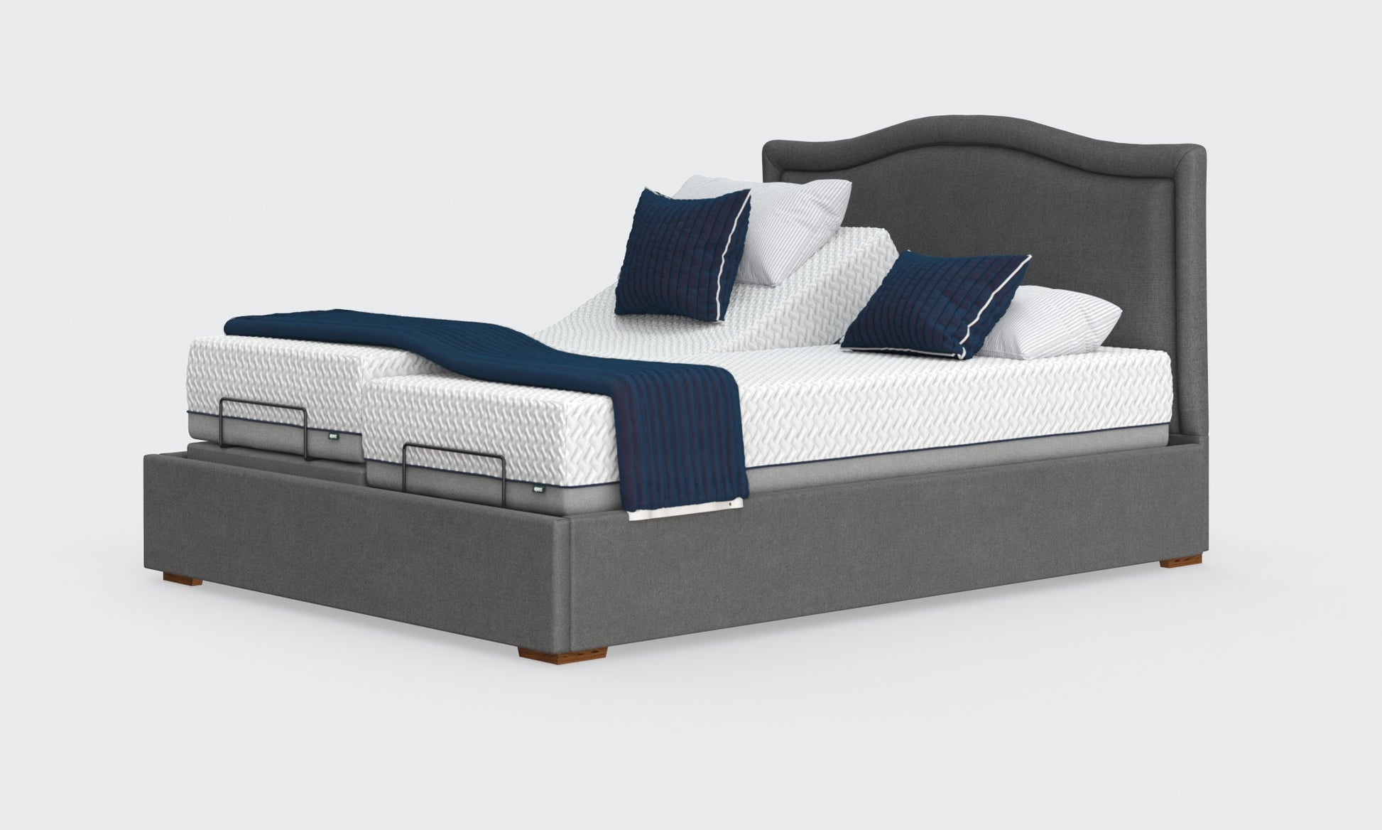 flyte 5ft bed and mattress in the anthracite material with the pearl headboard