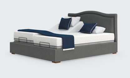 flyte 6ft bed and mattress in the anthracite material with the pearl headboard