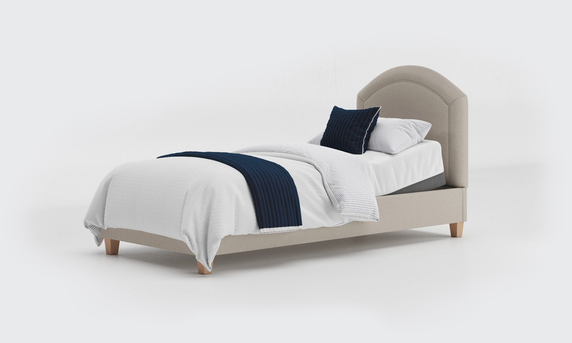 eden 3ft single bed and mattress in the linen material 