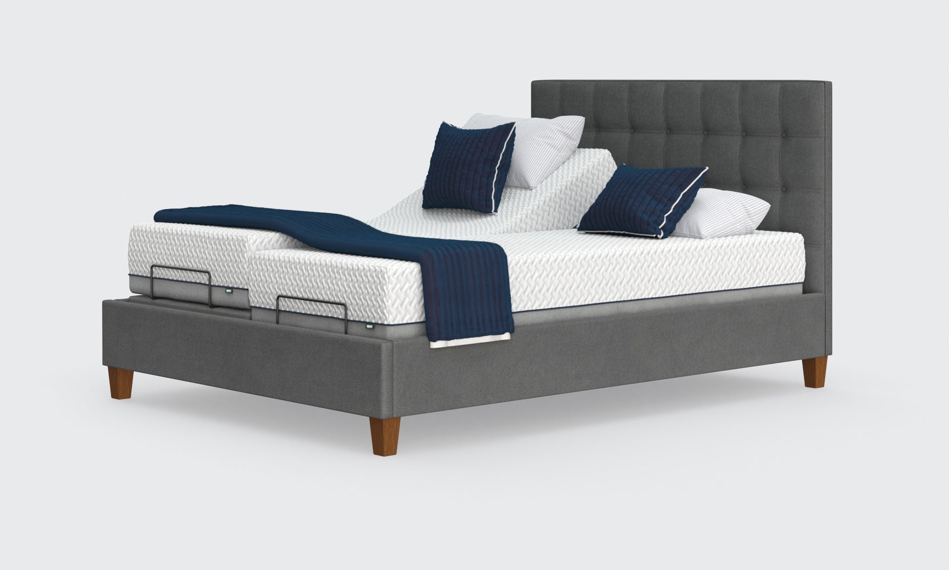 flyte 6ft king dual bed and mattress in the anthracite material with the emerald headboard