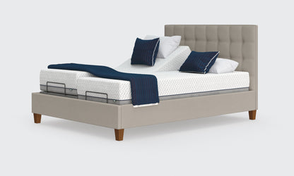 flyte 5ft king dual bed and mattress in the linen material with the emerald headboard 