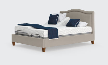 flyte 5ft king dual bed and mattress in the linen material with a pearl headboard