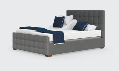 Edel 5ft bed and mattress in the anthracite material with the emerald headboard