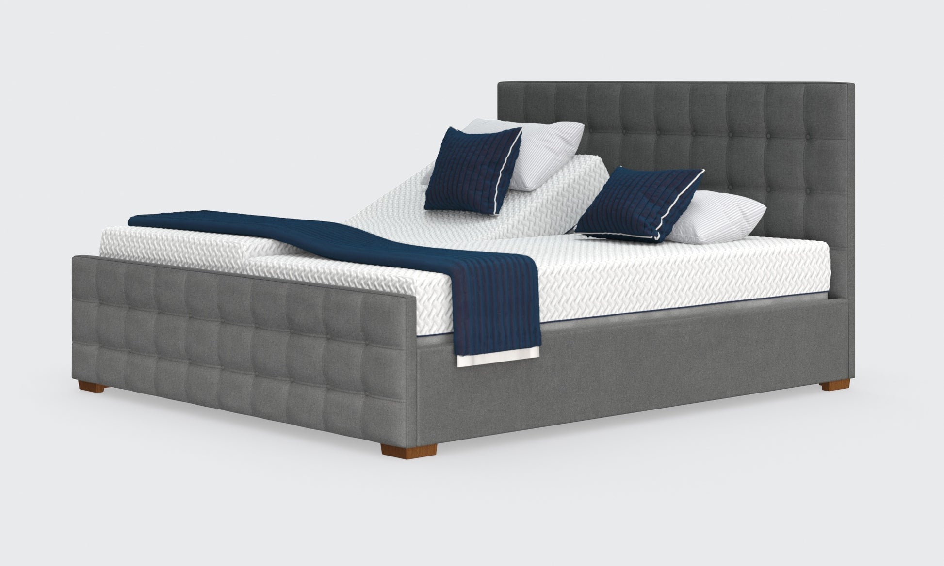 Edel 6ft bed and mattress in the anthracite material with the emerald headboard
