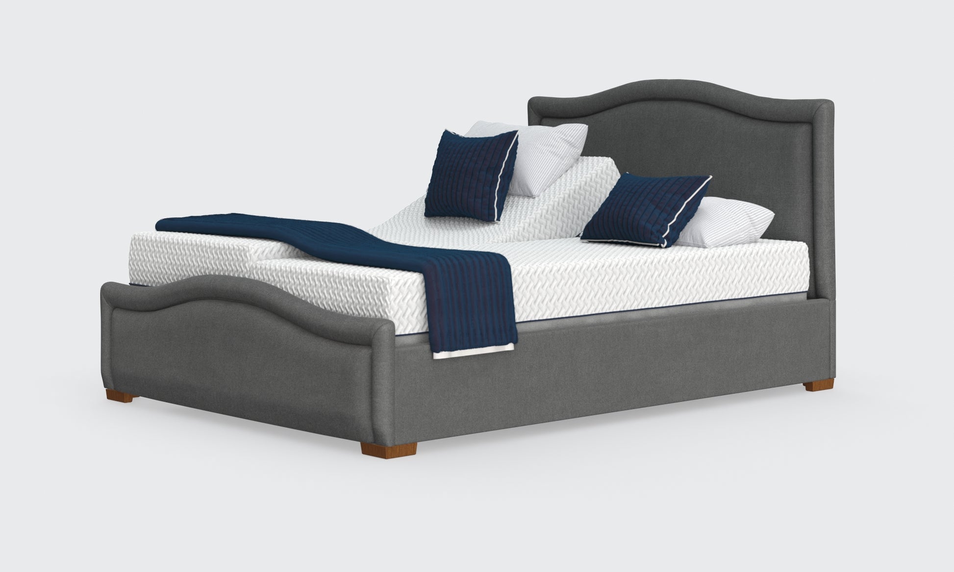 Edel 5ft bed and mattress in the anthracite material with the pearl headboard