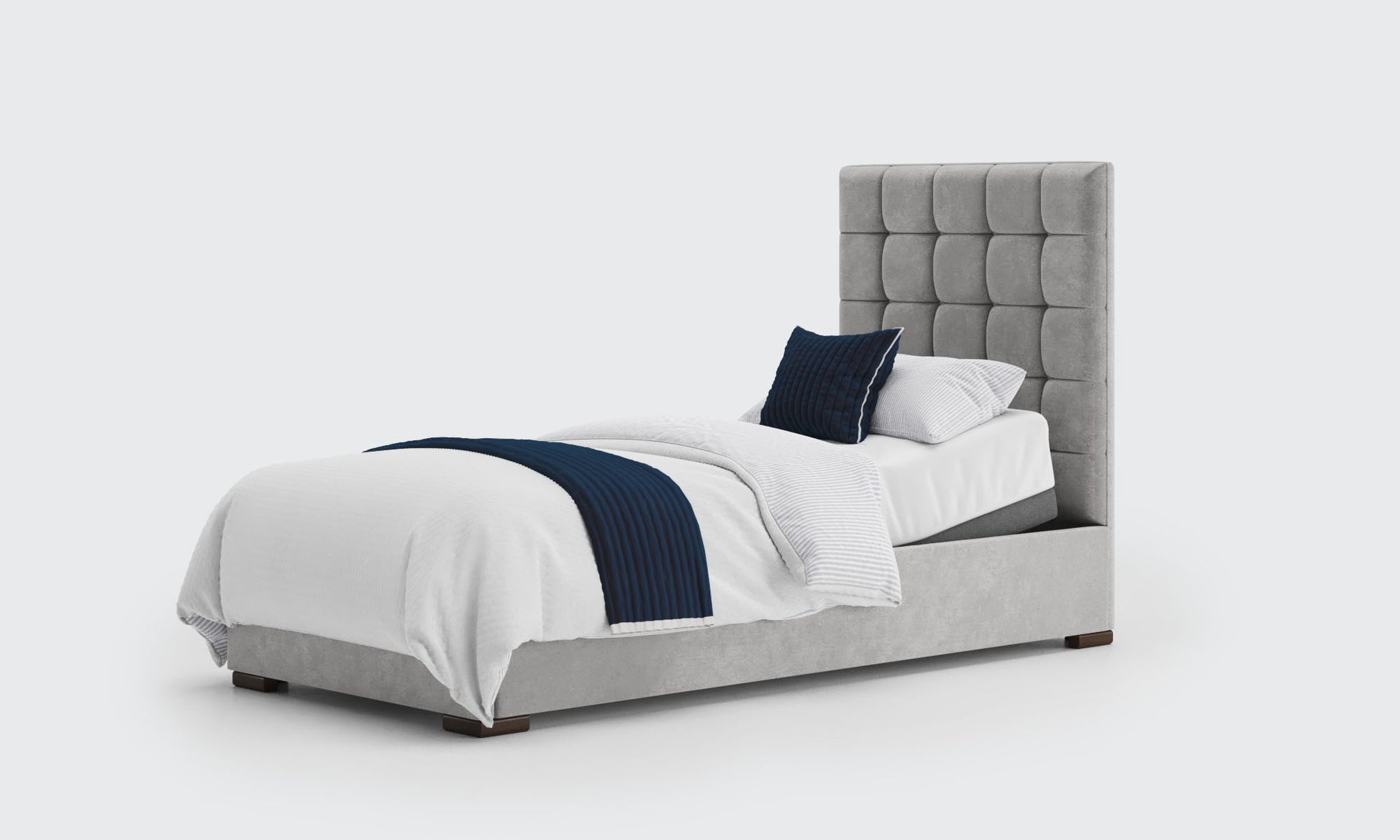 stratton 3ft bed and mattress in the silver velvet material