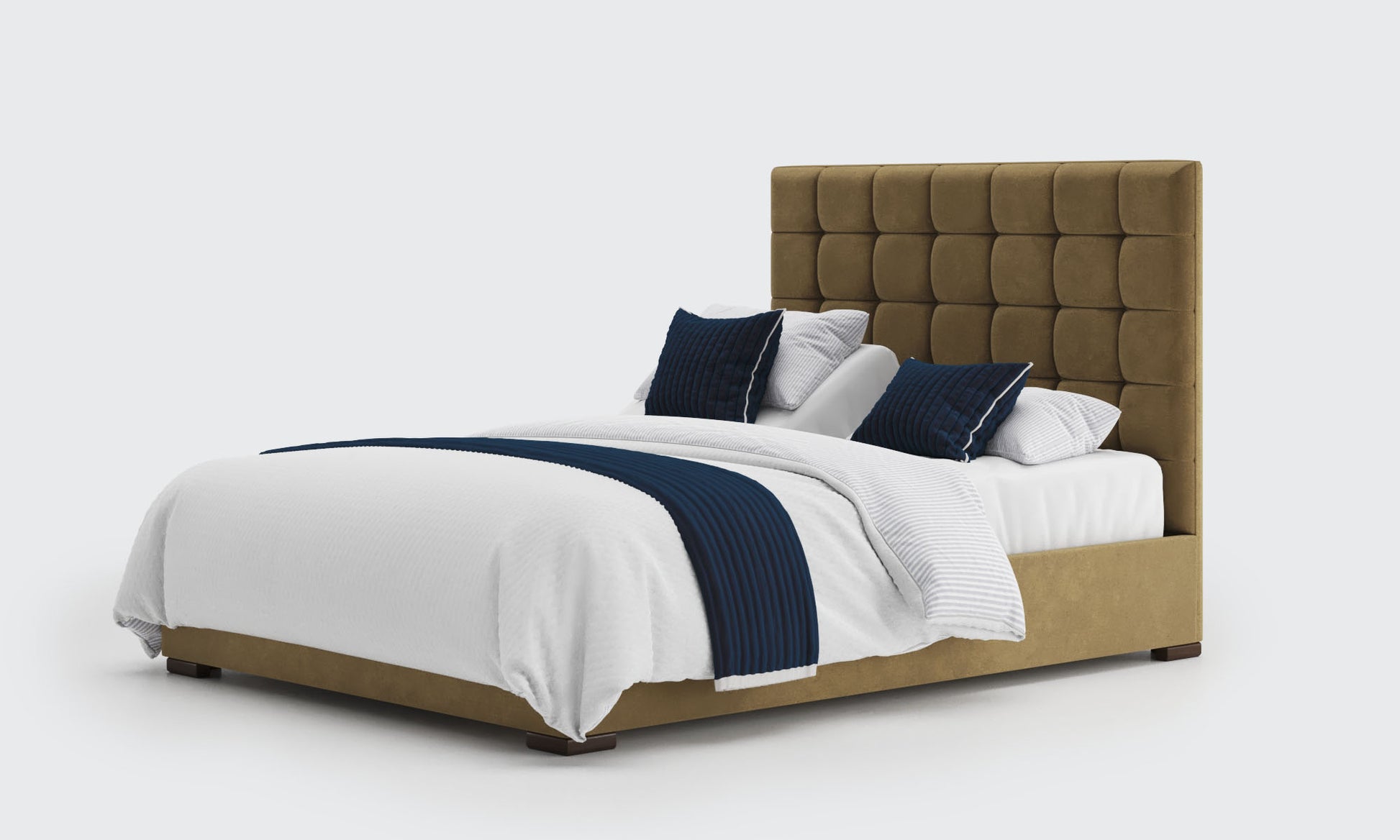 stratton 5ft king dual bed and mattresses in the biscuit velvet material
