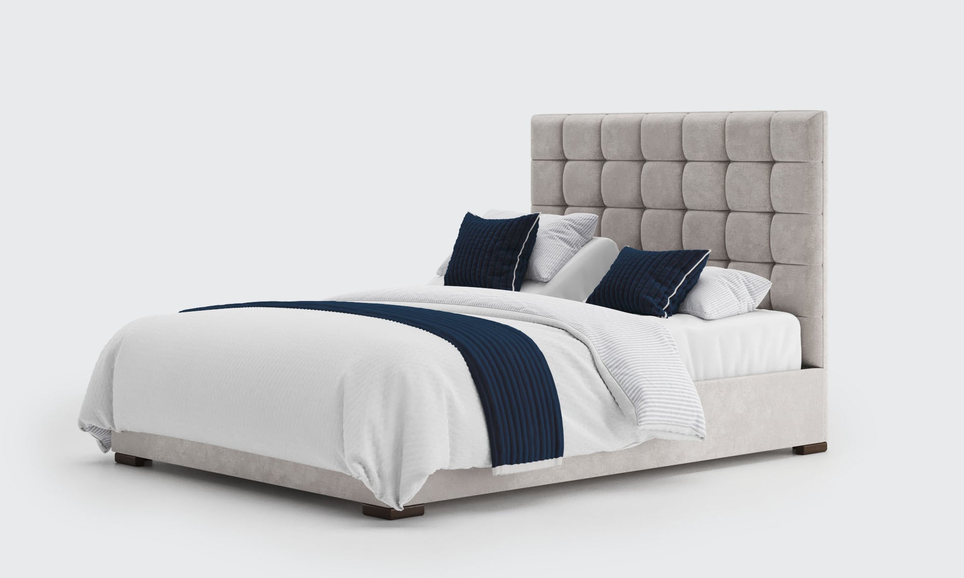 stratton 5ft king dual bed and mattresses in the cream velvet material