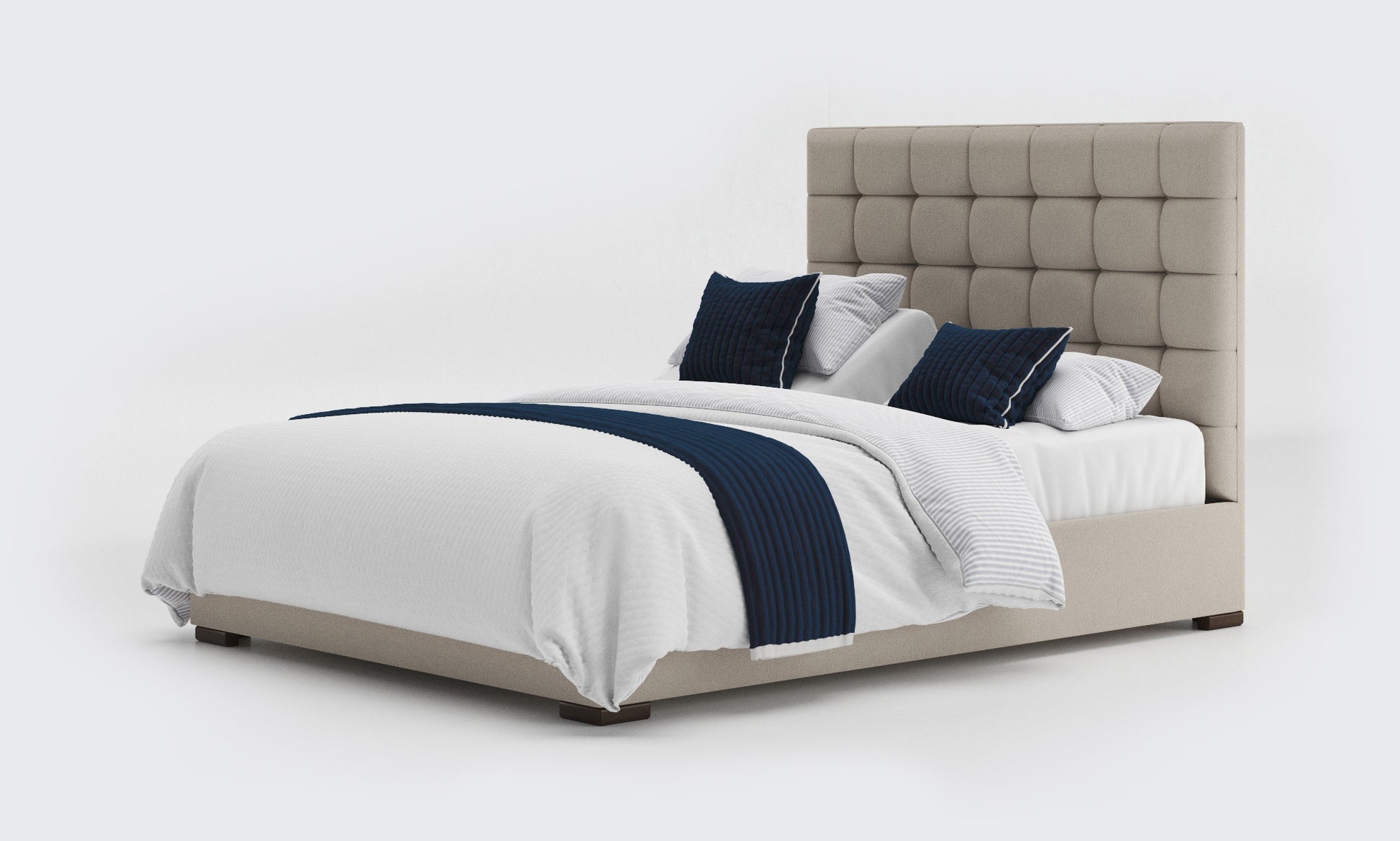 stratton 5ft king dual bed and mattresses in the linen material