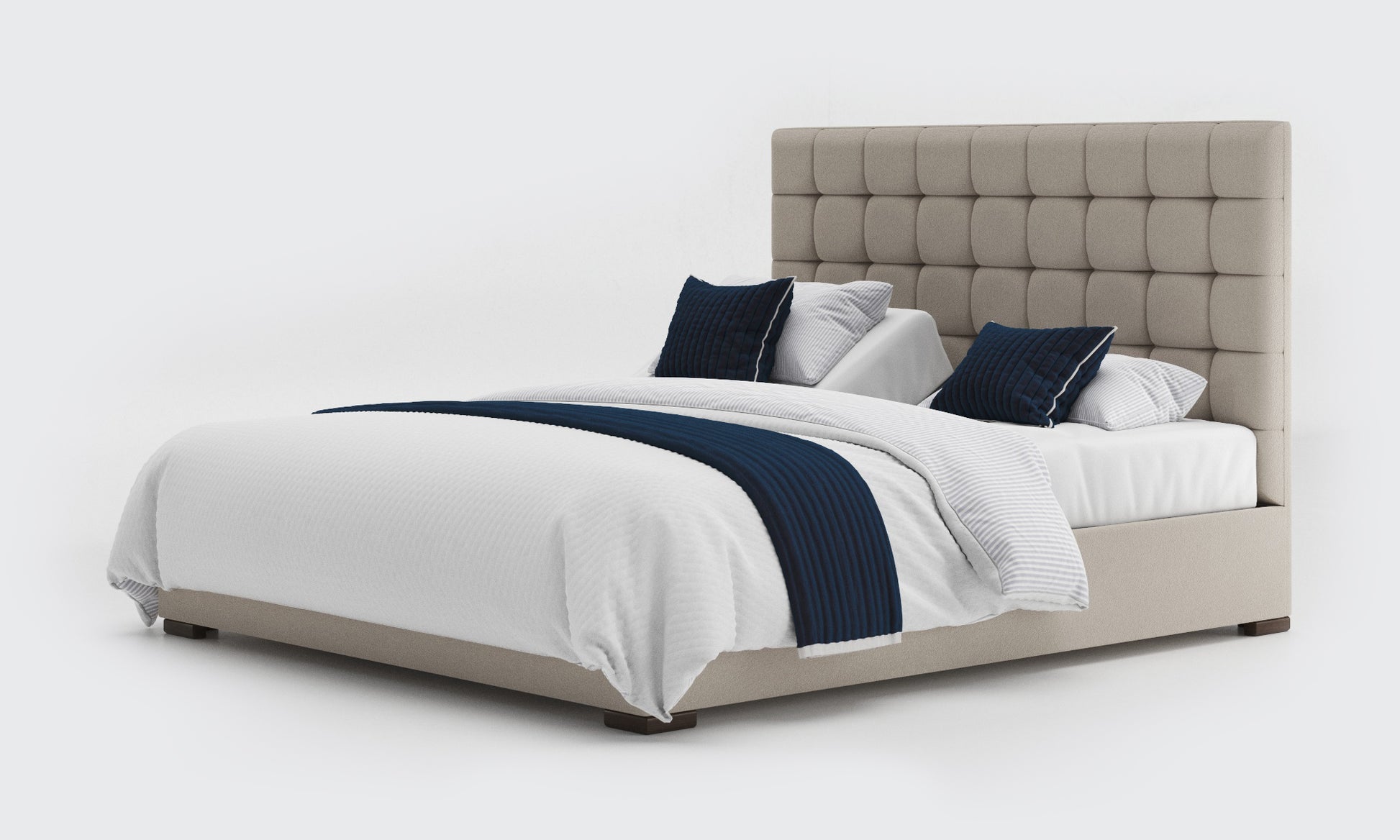 stratton 6ft supper king dual bed and mattresses in the linen material