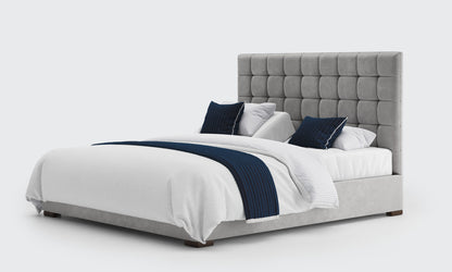 stratton 6ft super king dual bed and mattress in the silver velvet material