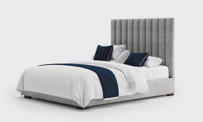 versailles king dual 5ft bed and mattress in the silver velvet material