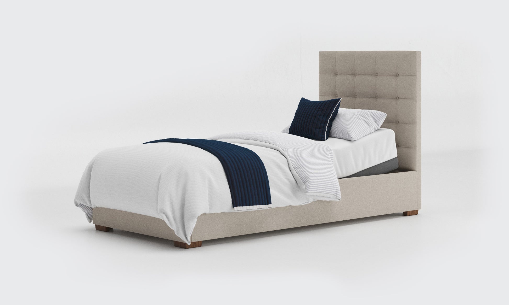 yorke 3ft single bed and mattress in the linen material