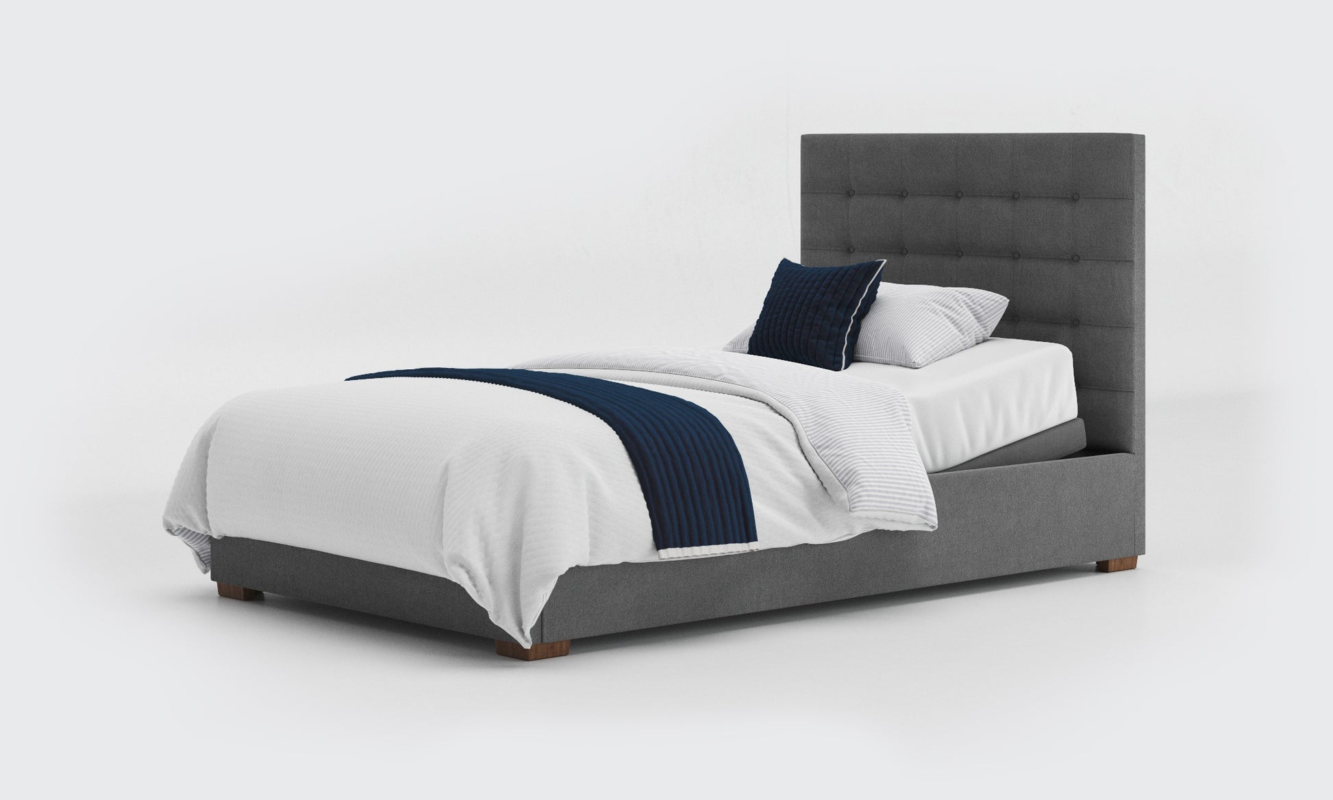yorke 4ft small double bed and mattress in the anthracite material 