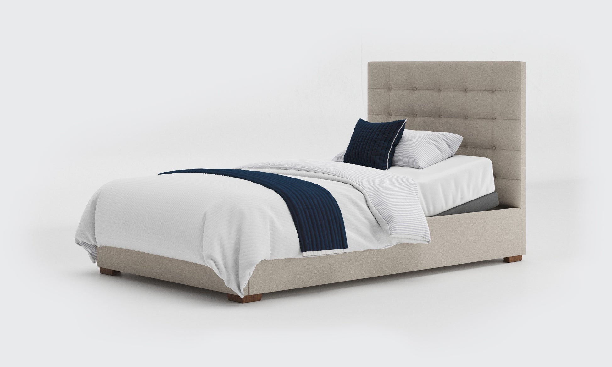 yorke 4ft small double bed and mattress in the linen material