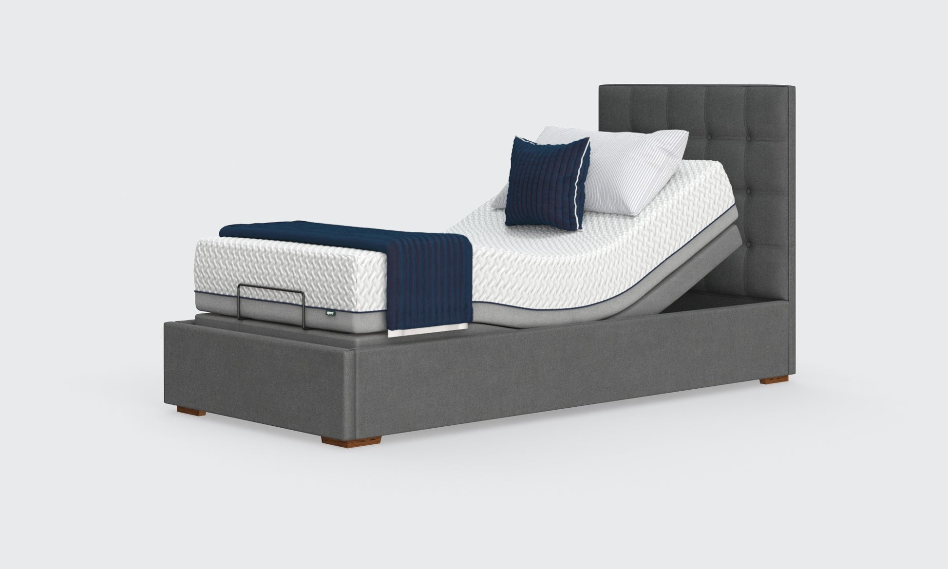 hagen deep 3ft bed in anthracite material with an emerald headboard