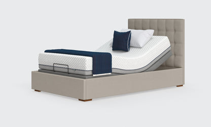 hagen deep 4ft bed in linen material with an emerald headboard